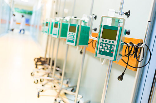 Infusion Pumps within medical setting corridor